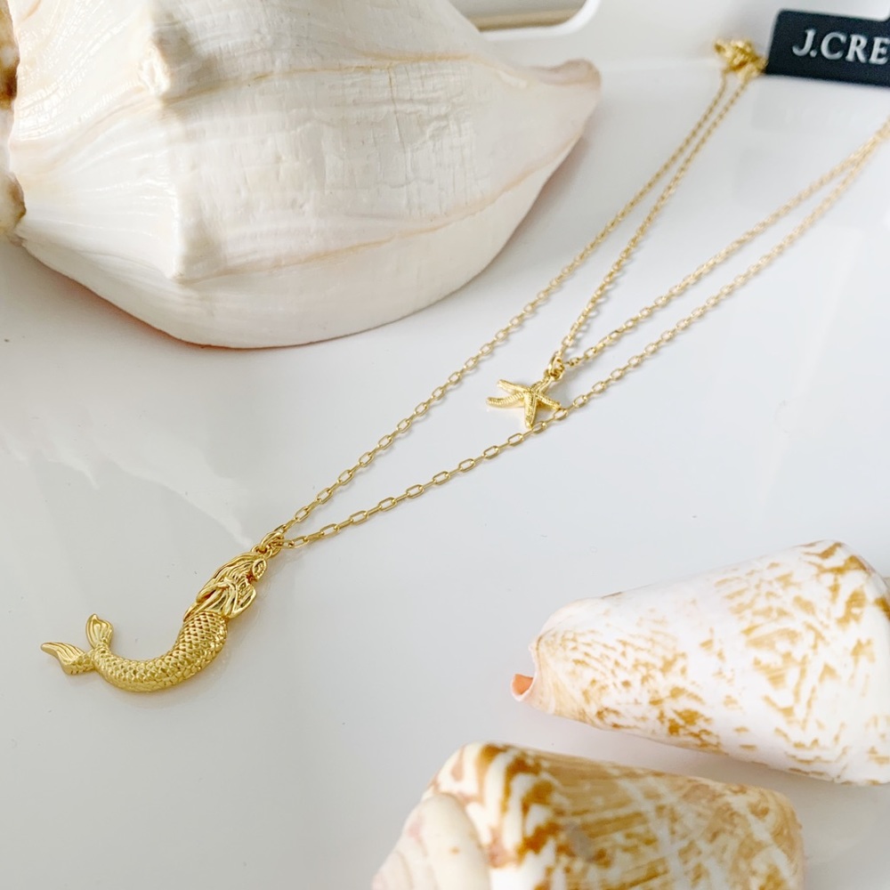 NWT-J.Crew Mermaid charm layered necklace